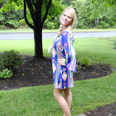 One Shoulder Aztec Dress