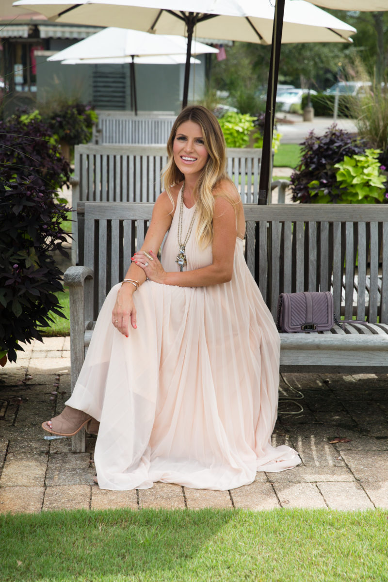 Blush Pleated Maxi Dress