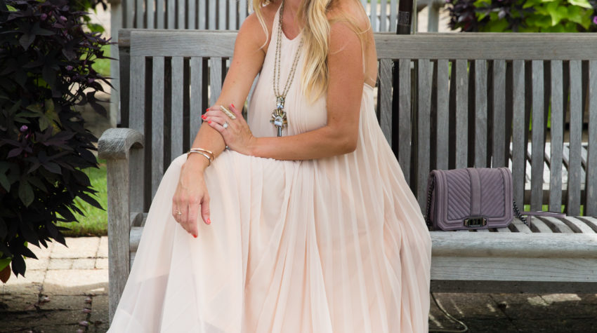 Blush Pleated Maxi Dress