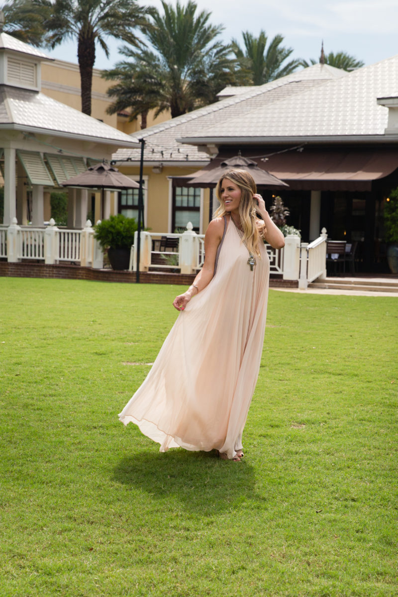 Blush Pleated Maxi Dress