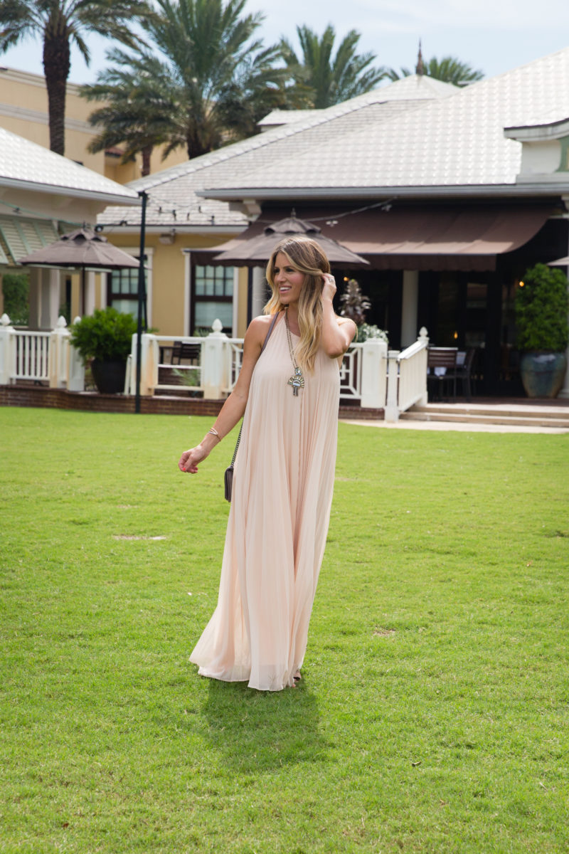 Blush Pleated Maxi Dress