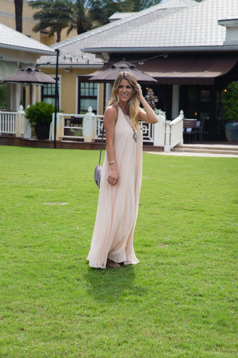 Blush Pleated Maxi Dress