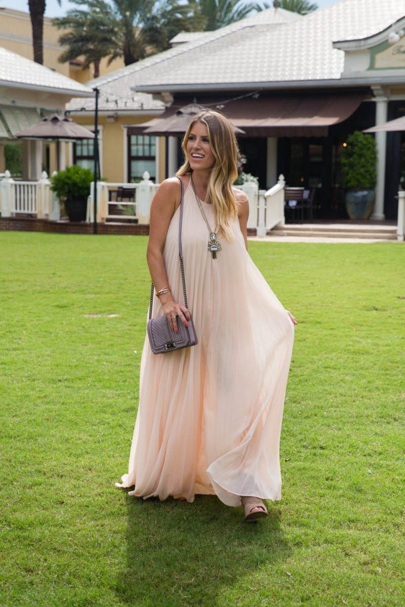 Blush Pleated Maxi Dress