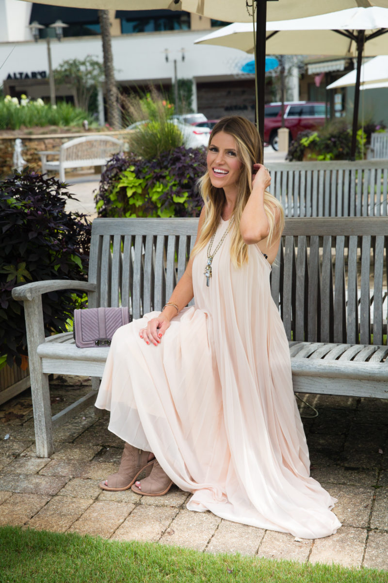 Blush Pleated Maxi Dress