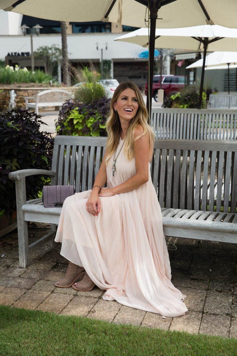 Blush Pleated Maxi Dress