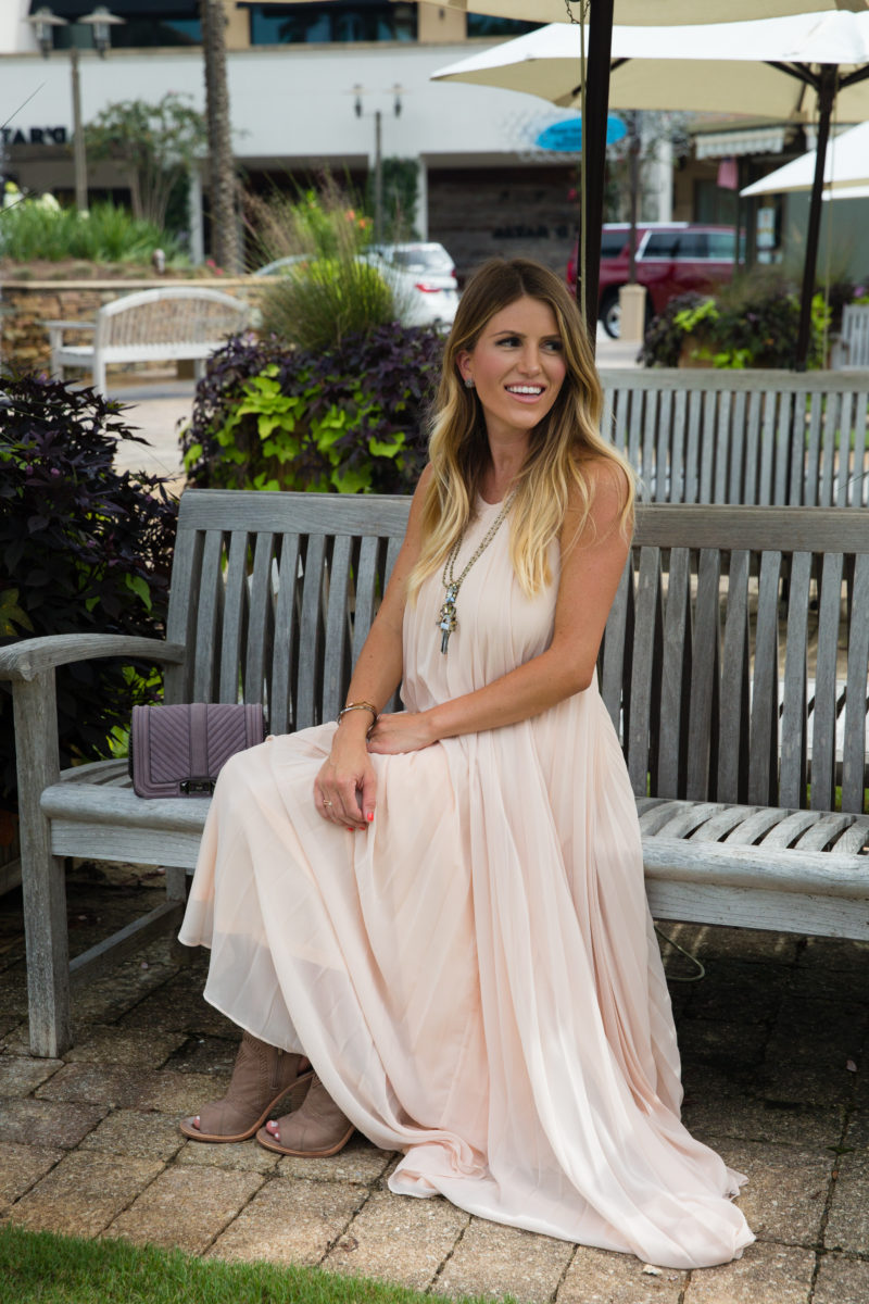 Blush Pleated Maxi Dress