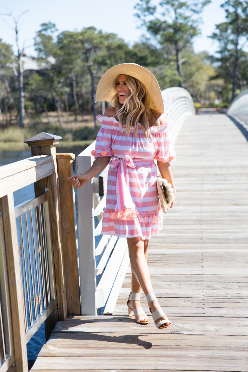 Pink Pom and Stripe Sundress