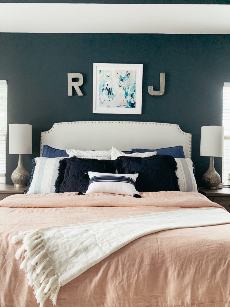 Blush and Navy bedroom