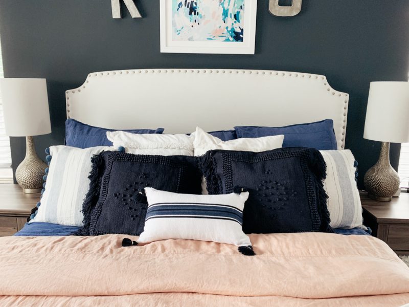 Blush and Navy bedroom