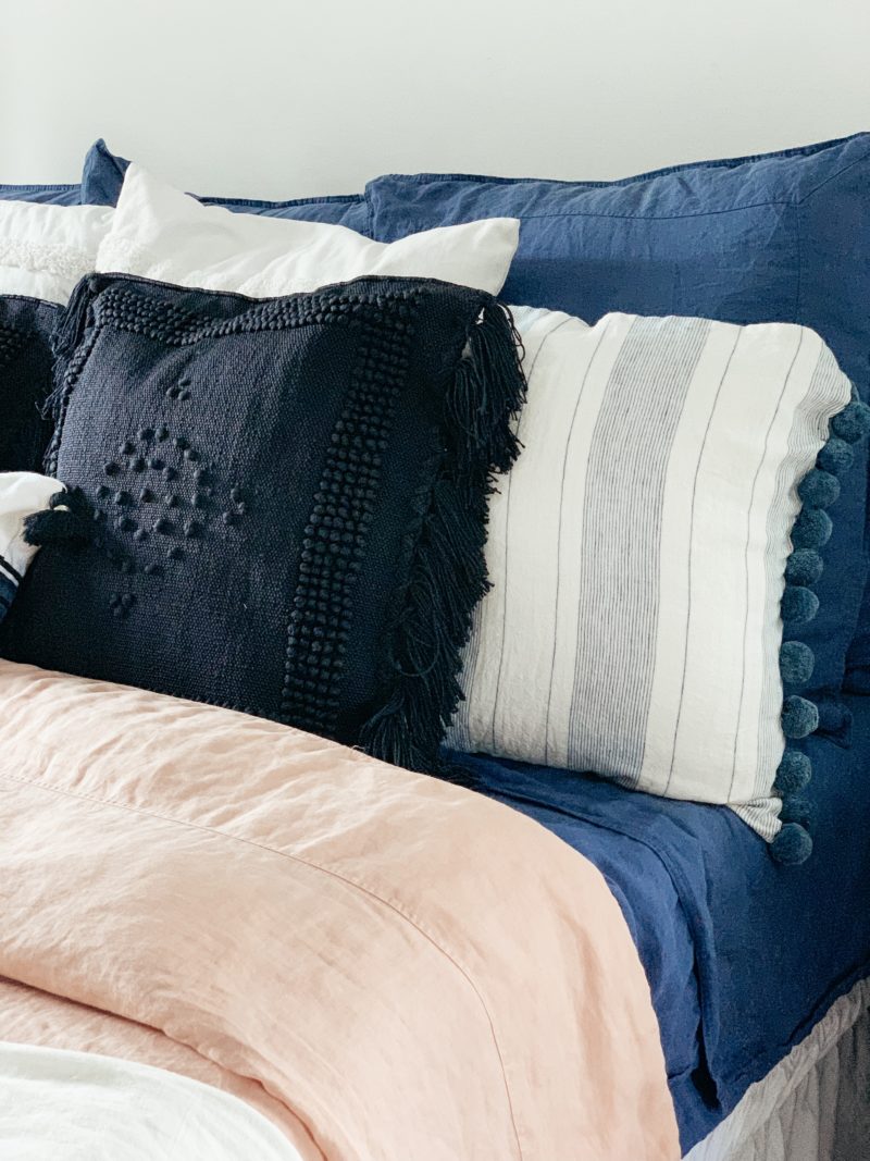 Blush and Navy bedroom