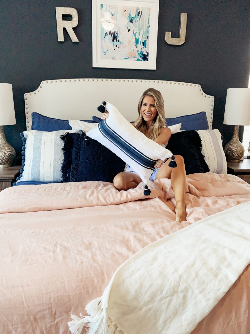 Blush and Navy bedroom